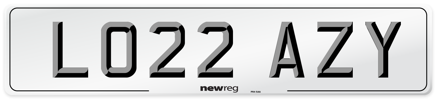 LO22 AZY Number Plate from New Reg